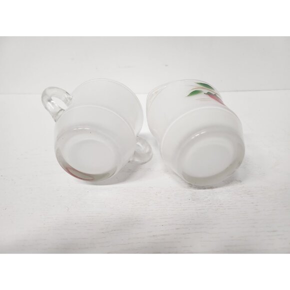 VTG Bartlett Collins Frosted Glass Strawberry Cream and Sugar Set Hand Painted - Picture 8 of 9